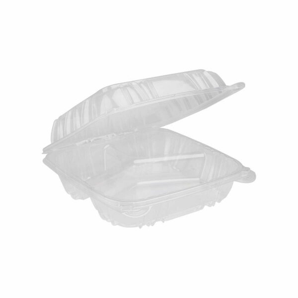 Alimentacion 8 in. Sensation Hinged Lid 3-Compartment Container, Clear AL3209420